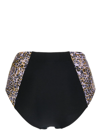 Shop Duskii High-waisted Leopard-print Bikini Bottoms In Multicolour