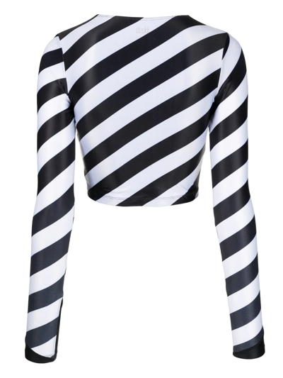 Duskii Striped Beach Crop Top In Black