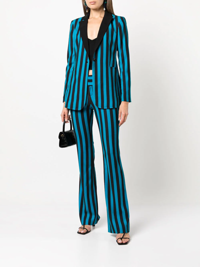 Shop Alice And Olivia Breann Striped Fitted Blazer In Blue