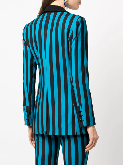 Shop Alice And Olivia Breann Striped Fitted Blazer In Blue