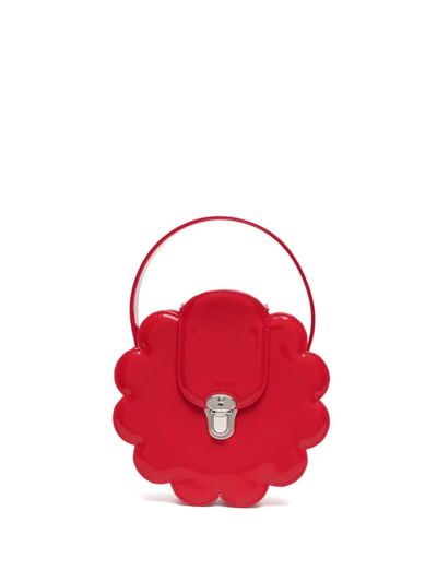 Shop Comme Des Garcons Girl Flower-shape Glossy Tote Bag In Red