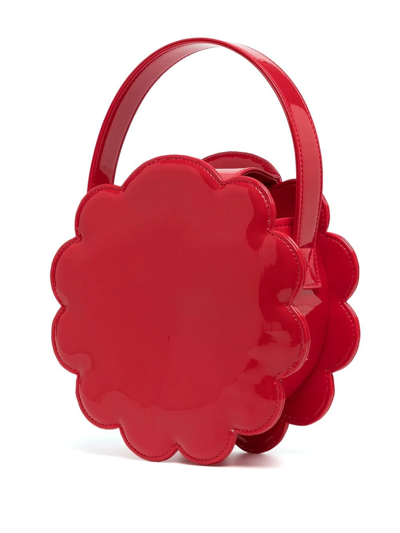 Shop Comme Des Garcons Girl Flower-shape Glossy Tote Bag In Red