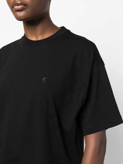 Carhartt Logo-embroidered Oversize T-shirt In Schwarz