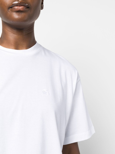 Carhartt Logo-embroidered Oversize T-shirt In Weiss