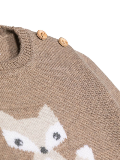 Shop Paz Rodriguez Fox-knit Wool Jumper In Braun