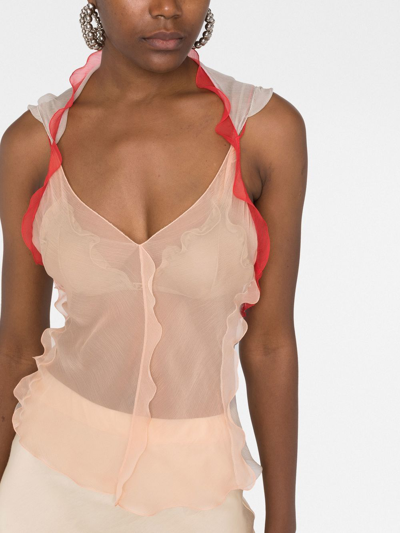 Fendi Draped Sheer Tank Top In Rosa