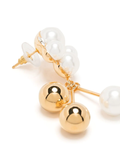 Shop Erdem Faux-pearl Cluster Earrings In Gold