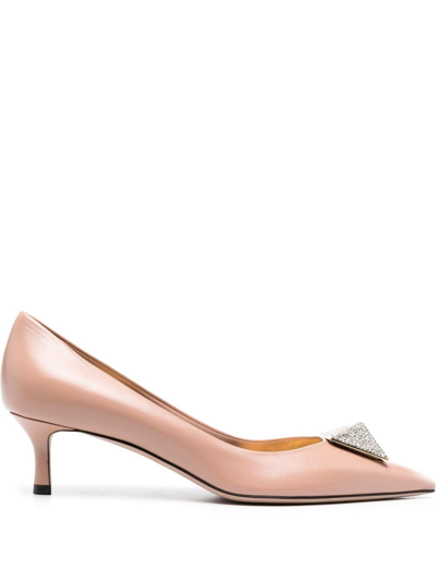 Shop Valentino One Stud 40mm Leather Pumps In Nude