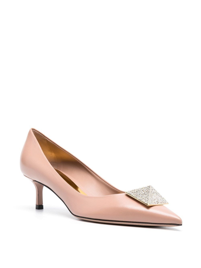 Shop Valentino One Stud 40mm Leather Pumps In Nude