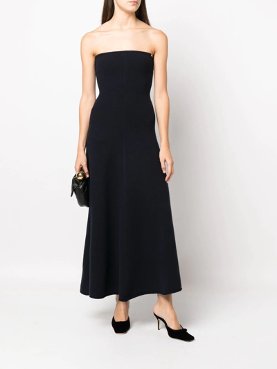 Shop Extreme Cashmere Ribbed Halterneck Maxi Dress In Blau