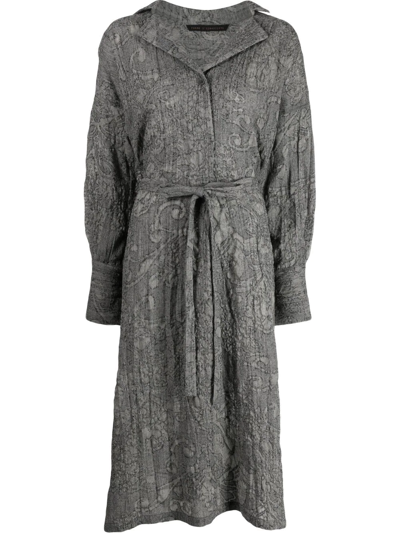 Shop Forme D'expression Long-sleeve Tunic Shirt Dress In Grau