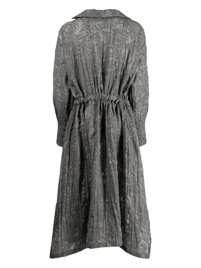 Shop Forme D'expression Long-sleeve Tunic Shirt Dress In Grau