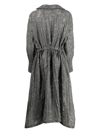 Forme D'expression Long-sleeve Tunic Shirt Dress In Grau