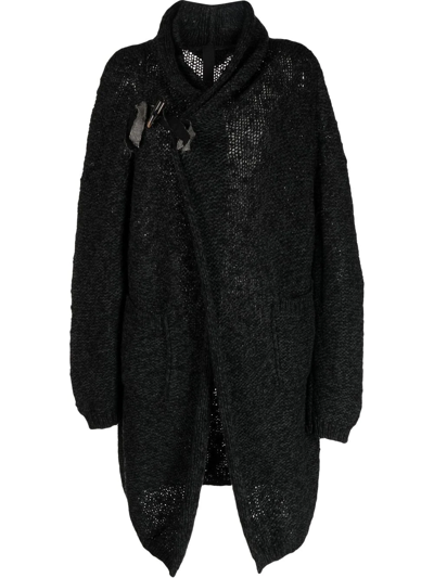 Shop Forme D'expression Knitted Wrap Cardi-coat In Schwarz