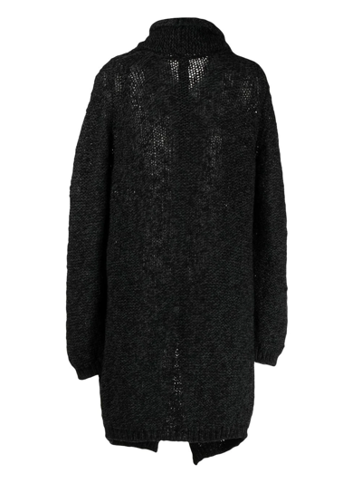 Shop Forme D'expression Knitted Wrap Cardi-coat In Schwarz