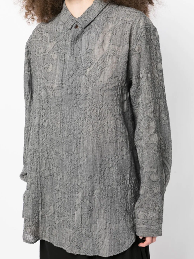 Shop Forme D'expression Textured Patterned Jacquard Shirt In Grau