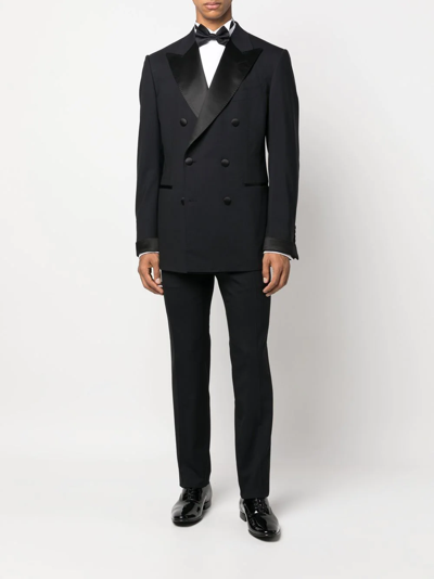 Shop Tom Ford Silk-trim Double-breasted Suit In Schwarz