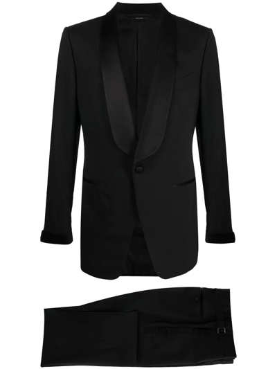 Shop Tom Ford Silk-trim Single-breasted Suit In Schwarz