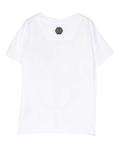 Shop Philipp Plein Junior Logo-print Short-sleeve T-shirt In Weiss