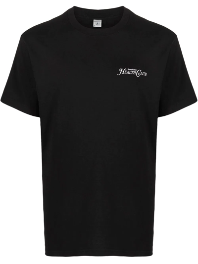 Shop Sporty And Rich Logo Crew-neck T-shirt In Schwarz