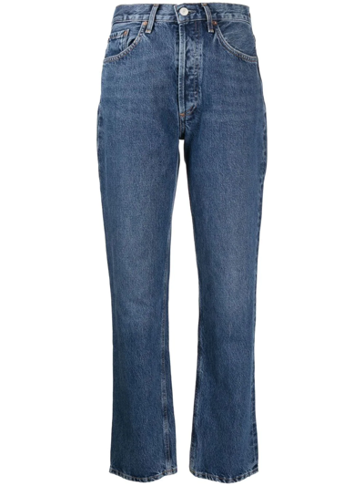 Shop Agolde Lana Straight-leg Denim Jeans In Blau