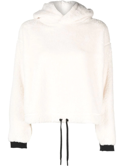 Shop Moncler Genius Drawstring Fleece Hoodie In White
