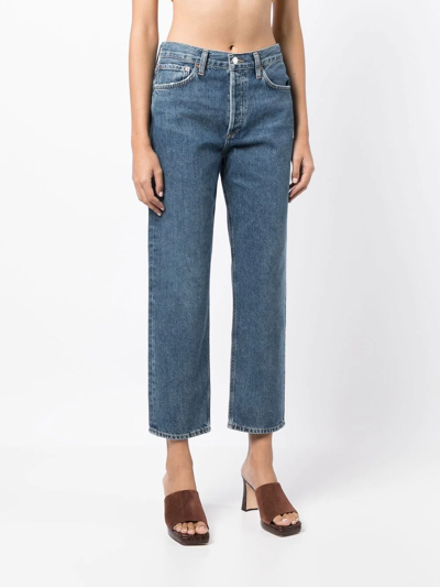 Shop Agolde Straight-leg Cropped Jeans In Blue