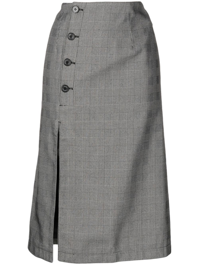 Rokh Checked Stretch-woven Midi Skirt In Grau