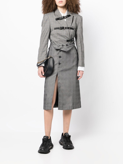 Rokh Checked Stretch-woven Midi Skirt In Grau