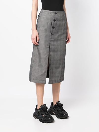 Rokh Checked Stretch-woven Midi Skirt In Grau