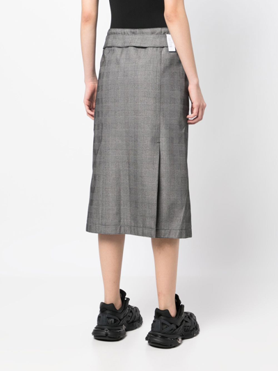 Rokh Checked Stretch-woven Midi Skirt In Grau