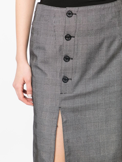 Rokh Checked Stretch-woven Midi Skirt In Grau