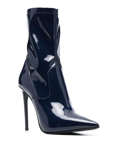 Shop Le Silla Eva Vinyl 120mm Ankle Boots In Blau