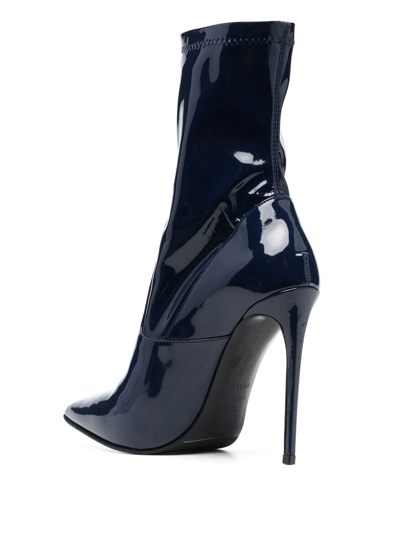 Shop Le Silla Eva Vinyl 120mm Ankle Boots In Blau