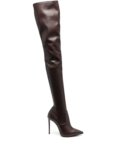 Shop Le Silla Eva 115mm Thigh-high Boots In Braun