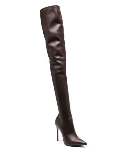 Shop Le Silla Eva 115mm Thigh-high Boots In Braun
