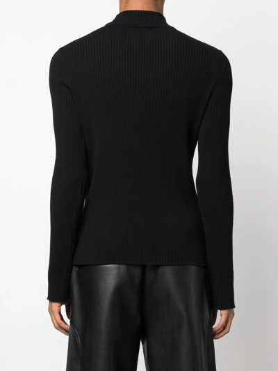 Courrèges Ribbed Knit Roll-neck Jumper In Schwarz