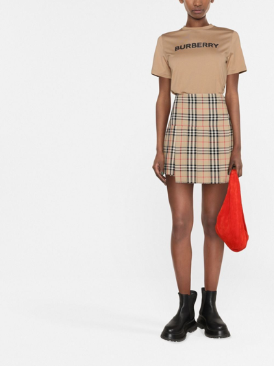 Burberry Beige T-shirt With Logo Print On Front In Cotton Woman In Braun