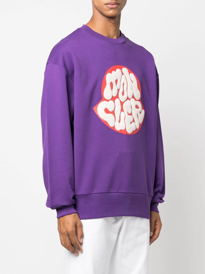 Shop Moncler Appliqué Logo Sweatshirt In Violett