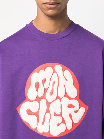 Shop Moncler Appliqué Logo Sweatshirt In Violett