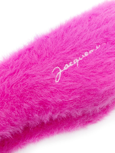 Shop Jacquemus Embroidered-logo Textured-finish Headband In Pink