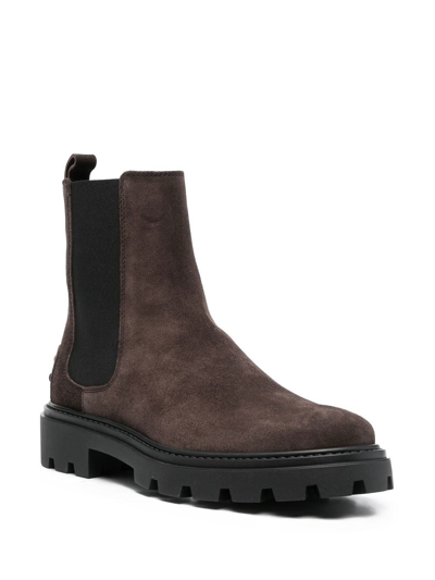 Tod's Suede Ankle Boots In Braun