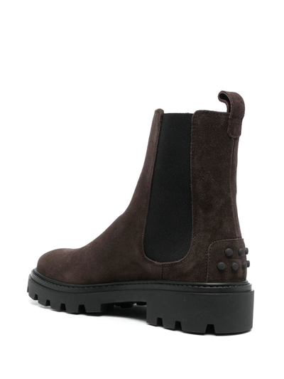 Tod's Suede Ankle Boots In Braun