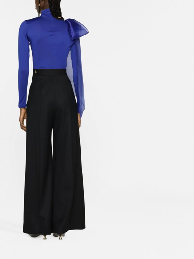Shop Atu Body Couture Bow-detail Turtle Neck Top In Blau