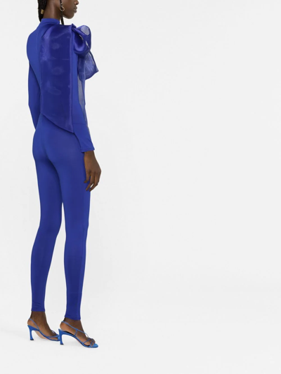 Atu Body Couture Bow-detail Long-sleeved Jumpsuit In Blau