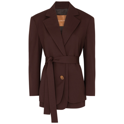 Shop Rejina Pyo Simone Belted Wool Blazer In Burgundy