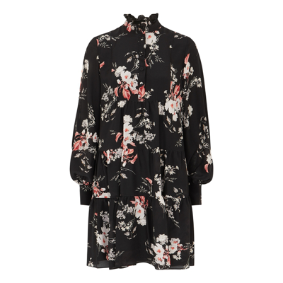 Shop Erdem Karla Floral-print Silk Crepe De Chine Shirt Dress In Black