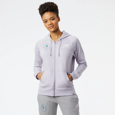 New Balance Nyc Marathon Nb Essentials Full Zip Hoodie In Grey Violet |  ModeSens