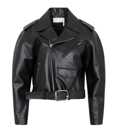 Shop Chloé Zipped Leather Jacket In Black