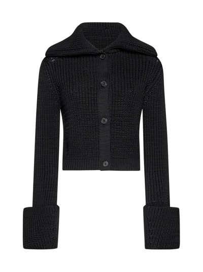 Shop Jw Anderson Chunky Knit Buttoned Cardigan In Black